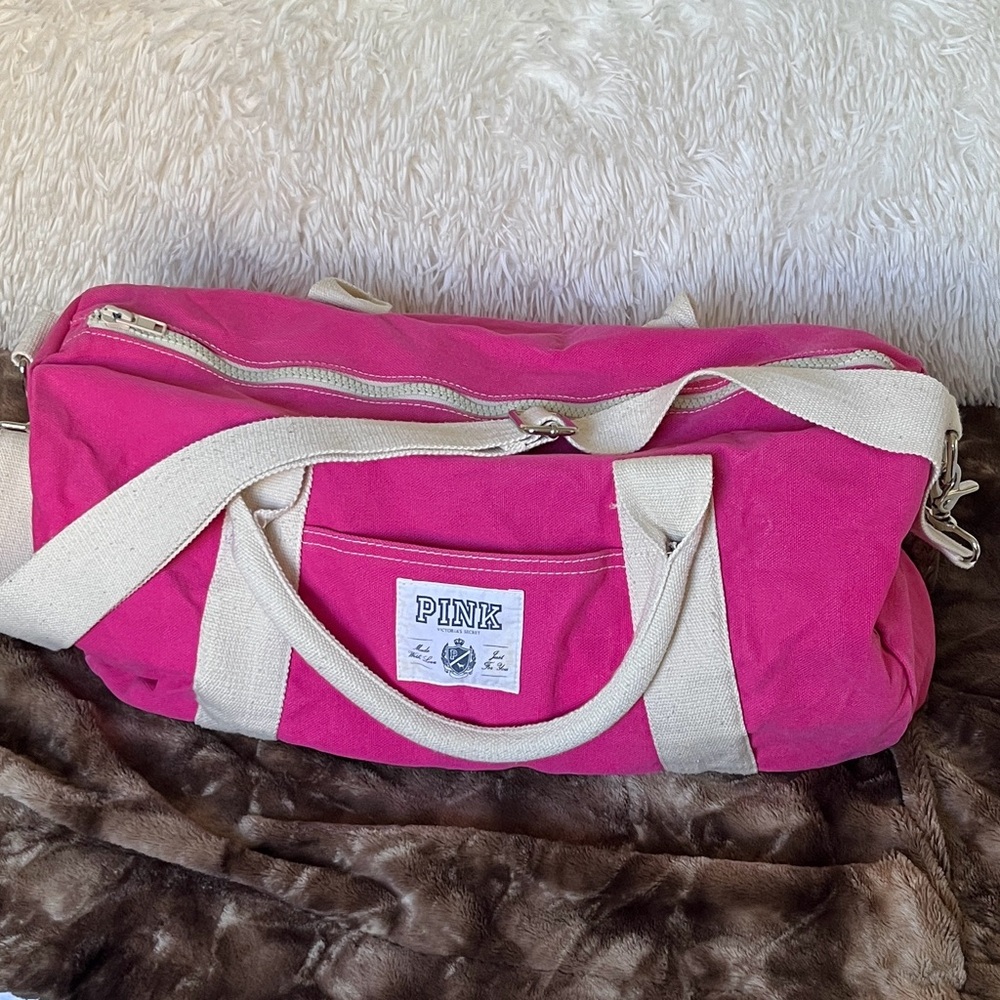 Vintage Y2K PINK Victoria’s Secret Canvas Duffle/Gym Bag